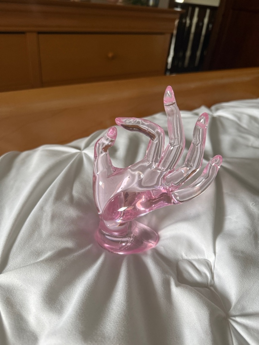 Pink Glass Hand Display Stand